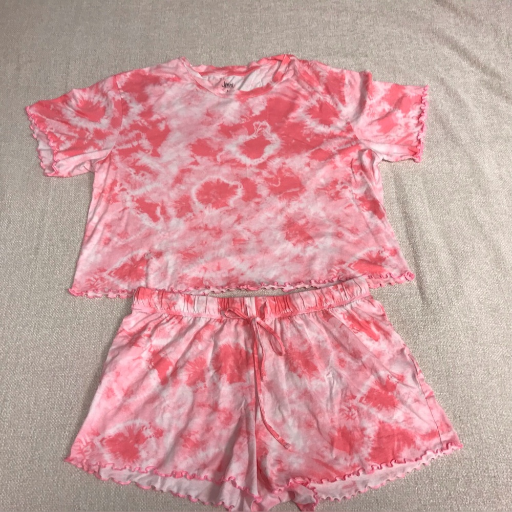 Jenni Intimates Pink tie dye pajama lounge set Large